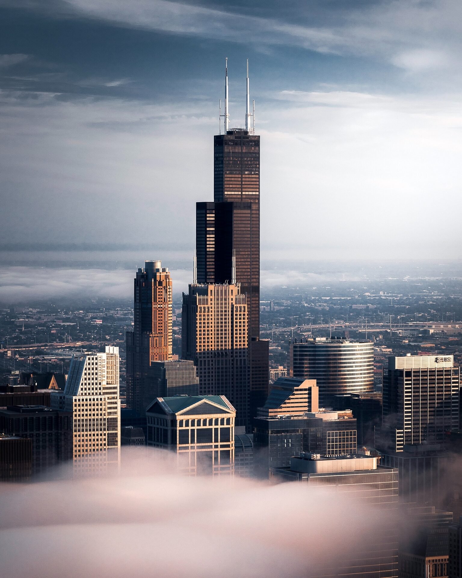 Aerial view of Chicago including the O'Hare International Airport